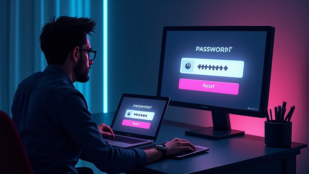 Player checking a password reset email beside a glowing casino account recovery screen